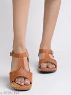 Shoetopia Brown Perforated Platform Heels 