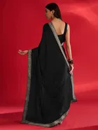 Bollywood Black Chinon Saree for Women