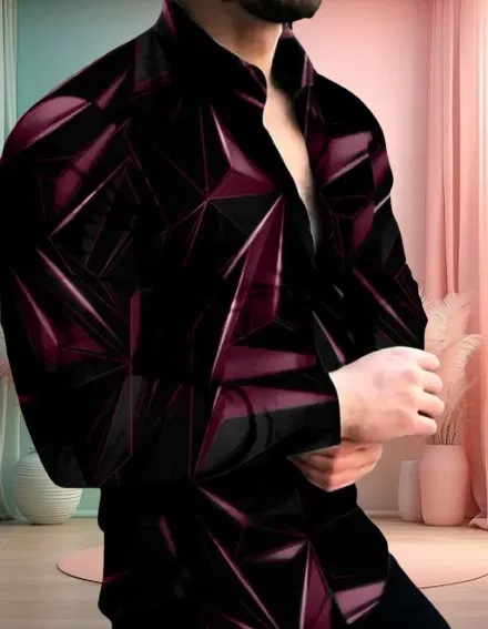 Printed Casual Shirts for Men (Pink, XL)