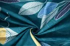 Microfibre Fitted Yellow Leaf Bedsheet 78x72in Blue