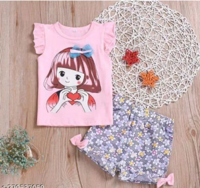 Hosiery Clothing Set for Girls (Pink, 1-2 Years)