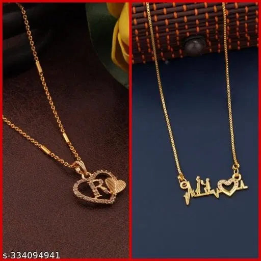 Alloy Pendant with Chain for Women (Multicolor, Set of 2)