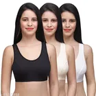 Cotton Blend Solid Non-Padded Bras for Women, Pack of 3 