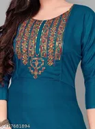 Ethnic Motif Embroidered Rayon Kurti for Women 