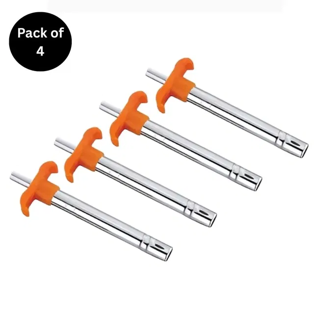 Stainless Steel Gas Lighter for Kitchen (Pack of 4, Assorted)