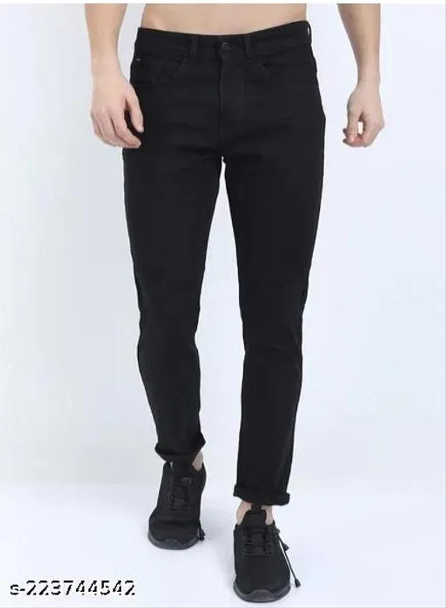 Denim Slim Fit Jeans for Men (Black, 32)