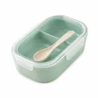 Plastic bento-style lunch boxes with spoon. Assorted Any 1 Colour