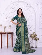 Dola Silk Printed Saree for Women, Green 
