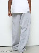 Cotton Blend Solid Trackpant for Men, Grey 