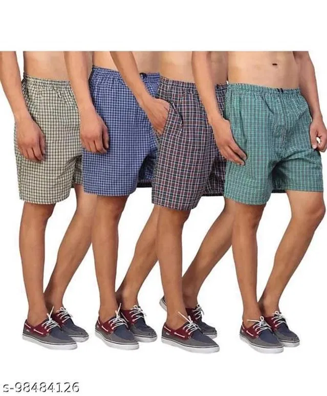 Cotton Blend Shorts for Mens (Multicolor, 38) (Pack of 4)