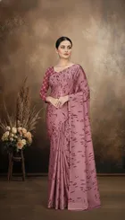 Art Silk Printed Saree for Women, Wine 