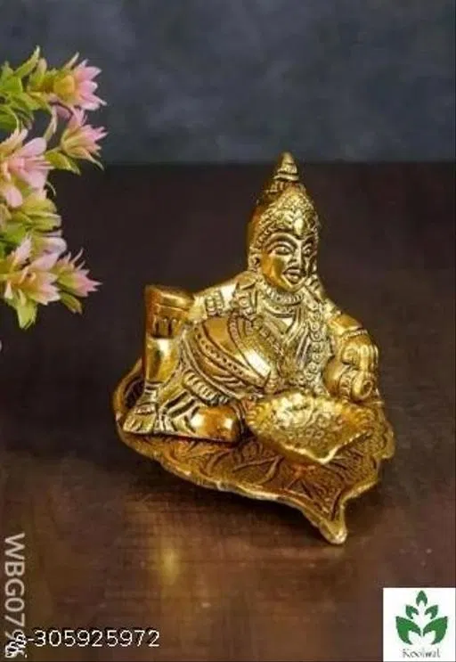 Metal Kuber Deepak Murti (Yellow)