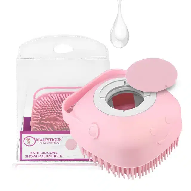 Majestique Bath Silicone Shower Scrubber with Soap Dispenser (Pack of 1, Assorted) (BB-30)