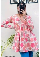 Rayon Printed Top for Women (Pink, S )