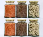 Afast 250Ml Transparent Gold Lid Glass Hexagone Jars | Best Quality Glass Jars For Your Home And Kitchen (Pack Of 6)