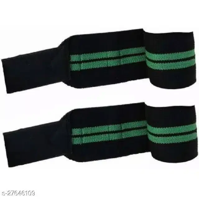 Wrist Support Bands (Black & Green, Free Size) (Set of 1)