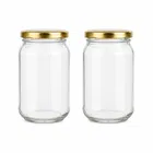 Afast Air Tight Kitchen Storage 1100 Ml long Glass Jar with Gold lid -Pack of 2