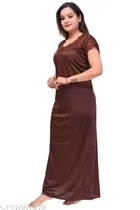 Trendy Satin Nightdress for Women, Brown 