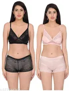 Polycotton Bra with Panty for Women 