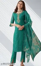 Floral Embroidered Chanderi Cotton Kurti for Women 