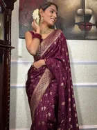 Banarasi Purple Art Silk Printed Saree for Women