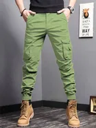 Cotton Blend Solid Trackpant for Men, Green 