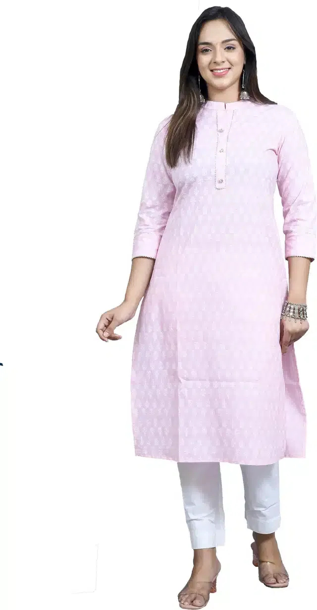 Pure Cotton Kurti for Women (Pink, L)