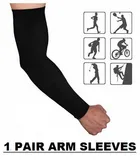 Happy Shopping Fabric Arm Sleeves Gloves For Sun Protection (Set Of 2, Black) (HS-6)