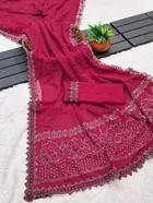 Georgette Dyed/ Washed Saree for Women, Dark Pink 