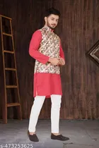 Cotton Kurta Set with Koti for Men 