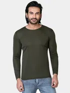 Cotton Blend Round Neck T-shirt for Men, Olive 