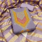 Vichitra Silk Embroidered Unstitched Suit Fabric, Purple