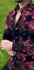 Lycra Printed Shirt For Men, Pink 