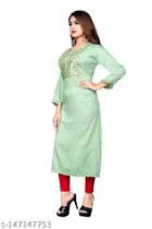 Rayon Slub Embroidered Kurti for Women 