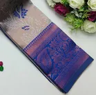 Dola Silk Zari Woven Saree for Women, Beige & Blue 