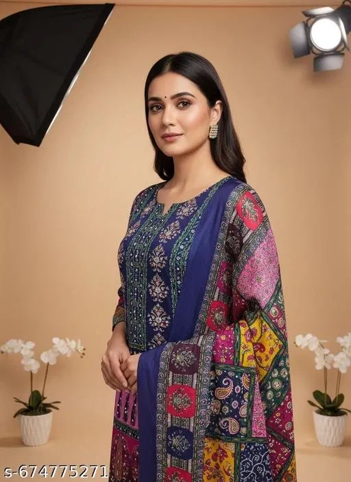 Embroidered Punjabi/All Over Suits for Women (Multicolor, 6.05 meter (M)