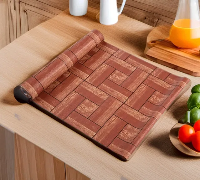 PVC Printed Shelf Mat Roll (Multicolor, 5 m)