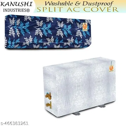 KANUSHI industries® Split AC Cover Set For Indoor And Outdoor Unit 1.5 to 2.0 Ton Capacity (AC-IN-OUT-BLUE-SMALL-LEVS)