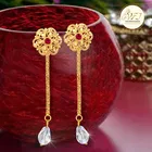 Designer Gold Plated Chain Drop Earrings Set for Women & Girls 