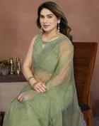 Bollywood Green Organza Net Saree for Women