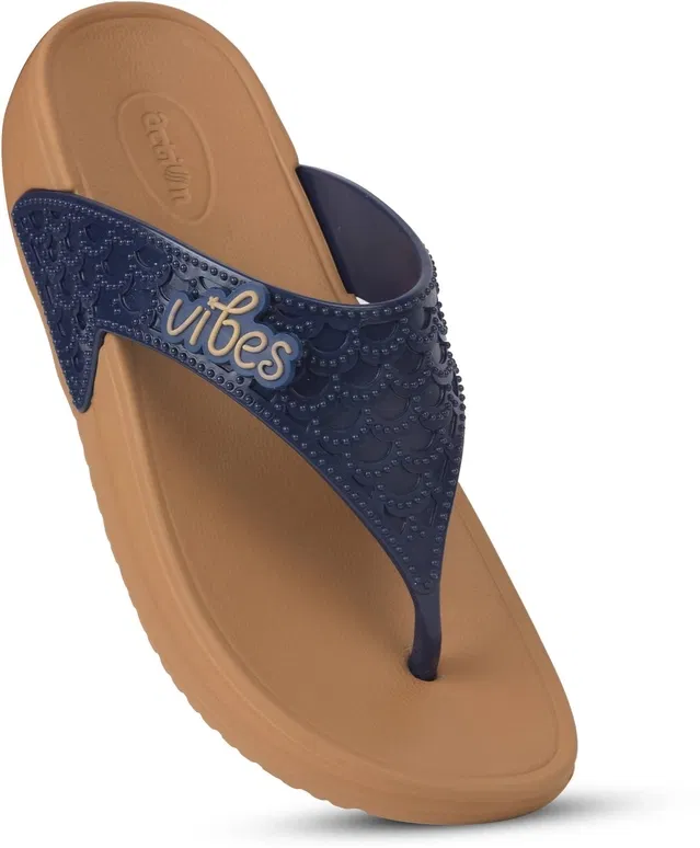 action Casual Flip Flops for Women (Brown, 4)