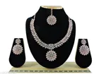 Twinkling White Diamond Rose Gold Necklace Set for Women 