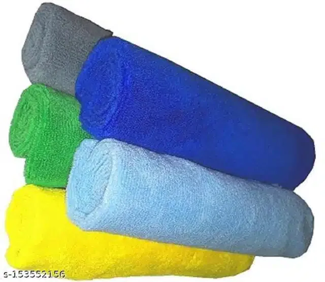 Microfiber Bath Towel (Multicolor, 40x40 cm) (Pack of 5)