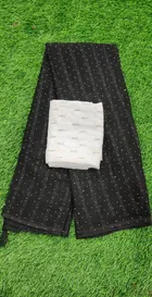 Georgette Solid Saree for Women, Black 