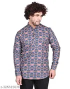 Cotton Blend Printed Short Kurta for Men, Multicolor 
