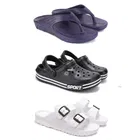 Combo of Clogs with Sliders & Flipflops for Men (Multicolor, 8) (Set of 3)