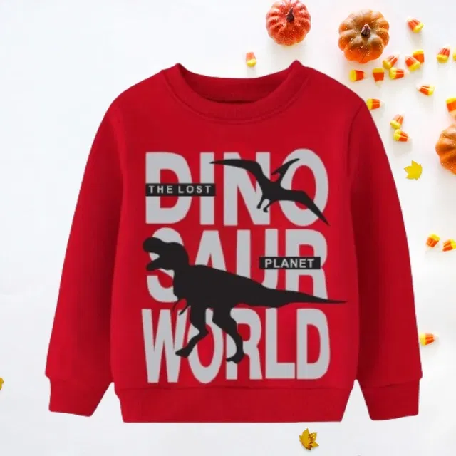 Cotton Full Sleeves Printed Sweatshirt for Kids (Red, 12-18 Months)