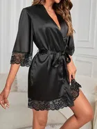 Satin Solid Nightdress for Women 