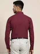 Cotton Blend Solid Shirt for Men, Maroon 