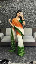 Tricolor Tiranga Nylon Leheriya Saree for Women 